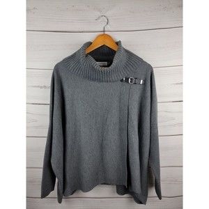 Calvin Klein Grey Turtle Neck Poncho Wrap Sweater Womens S/M